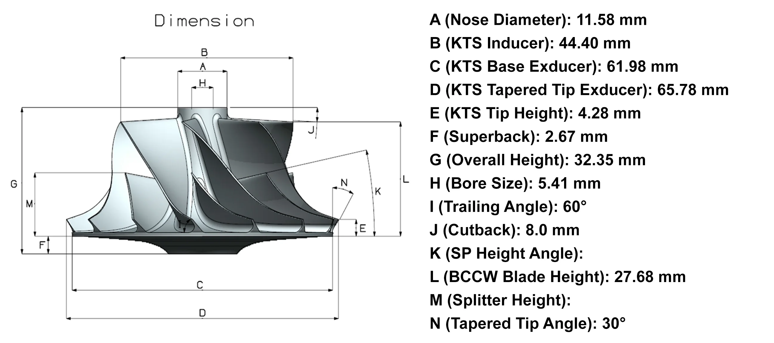 NEW K16 Turbo Billet Compressor Wheel MFS1652C - Image 4